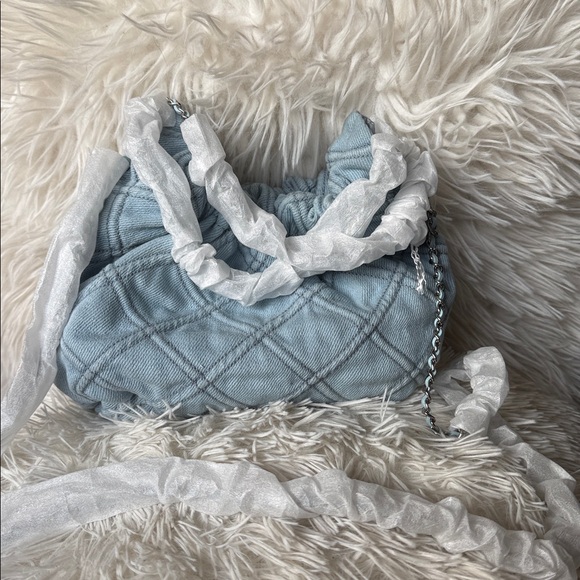 TORY BURCH MINI FLEMING SOFT DENIM HOBO BAG (NWOT) please read description. - Picture 13 of 16
